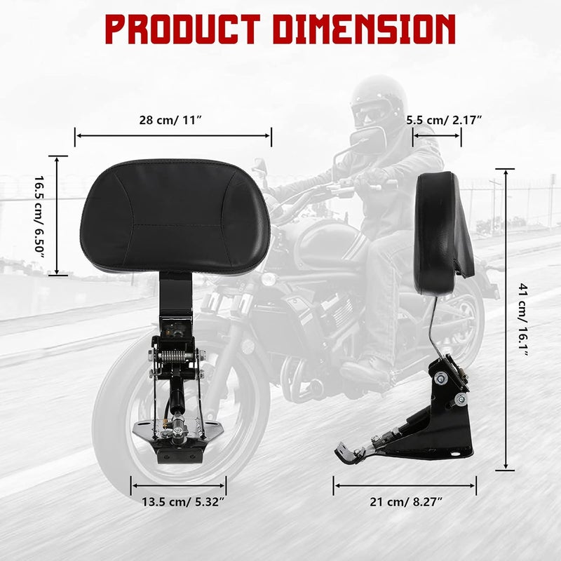 INNOGLOW Motorcycle Adjustable Driver Backrest Rider Backrest with Black Mounting Kit for Harley Touring Electra Glide Road Glide Road King Street Glide CVO 2009-2020 - Image 2